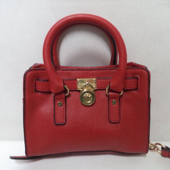Michael Kors Hamilton Legacy micro leather crossbody bag purse adjustable red - Picture 1 of 13